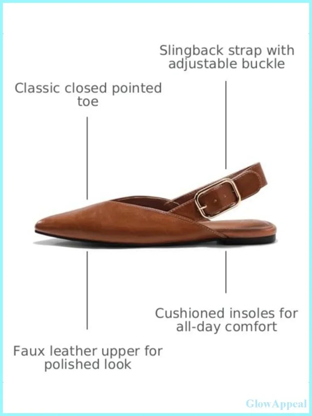 Faux Leather Slingback Flats Mules for Women Slip On
